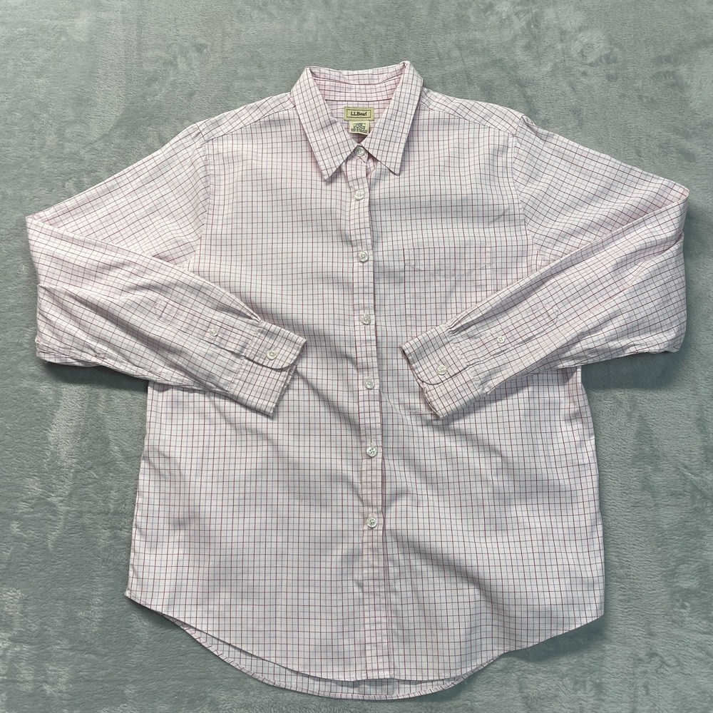 L.L. Bean Shirt Womens Medium Multi Check Cotton Long Sleeve Collared Button Up